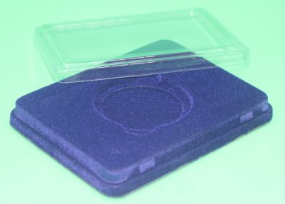 Флокированная упаковка с прозрачной крышкой синяя под медаль 60 мм 