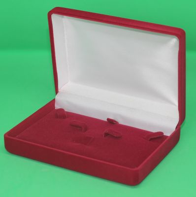 Коробочка подарочная флокированная красная с держателями на ложементе